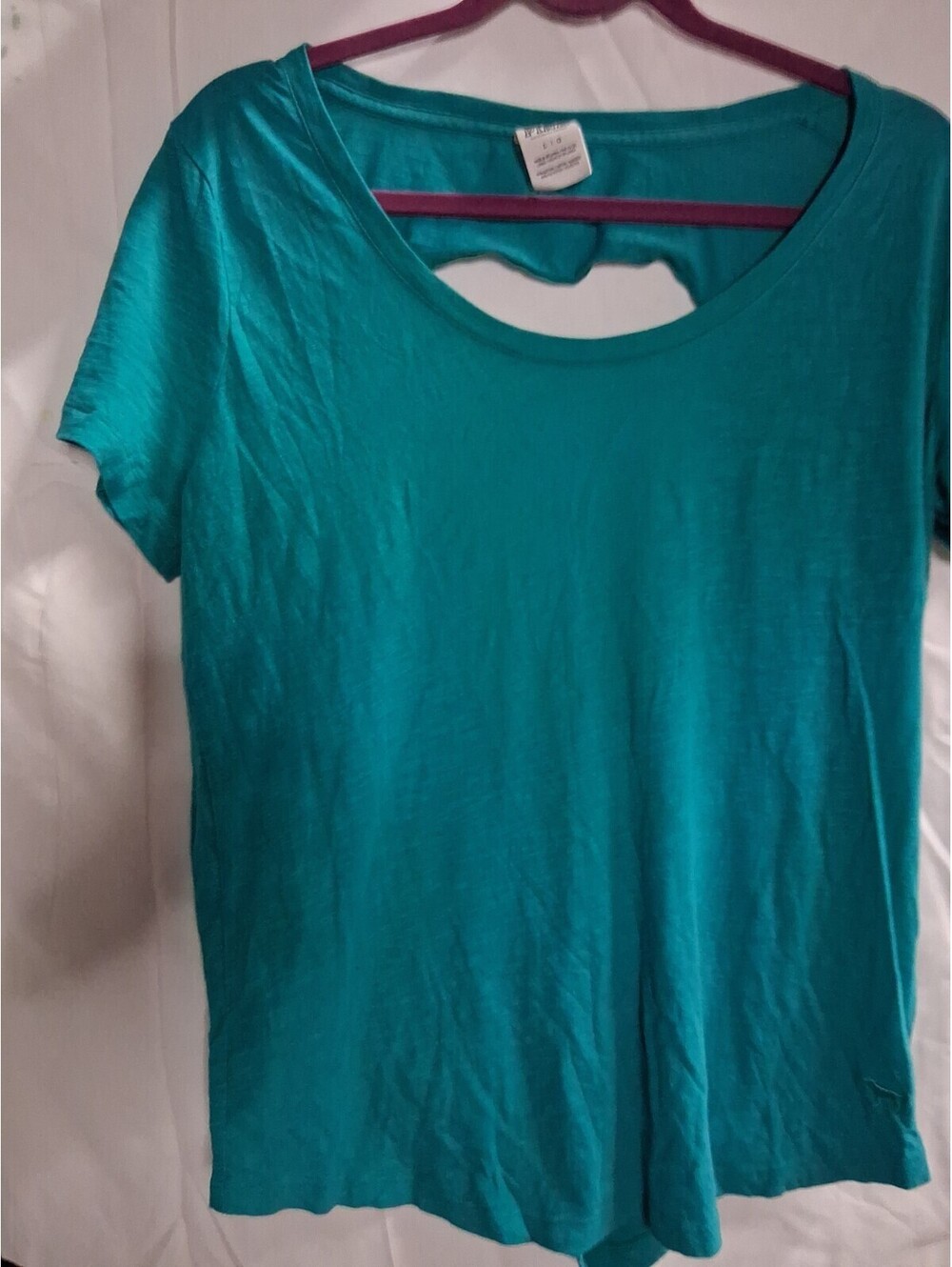 Pink Victoria's Secret Large Open Back U-neck T-shirt Aqua I2
